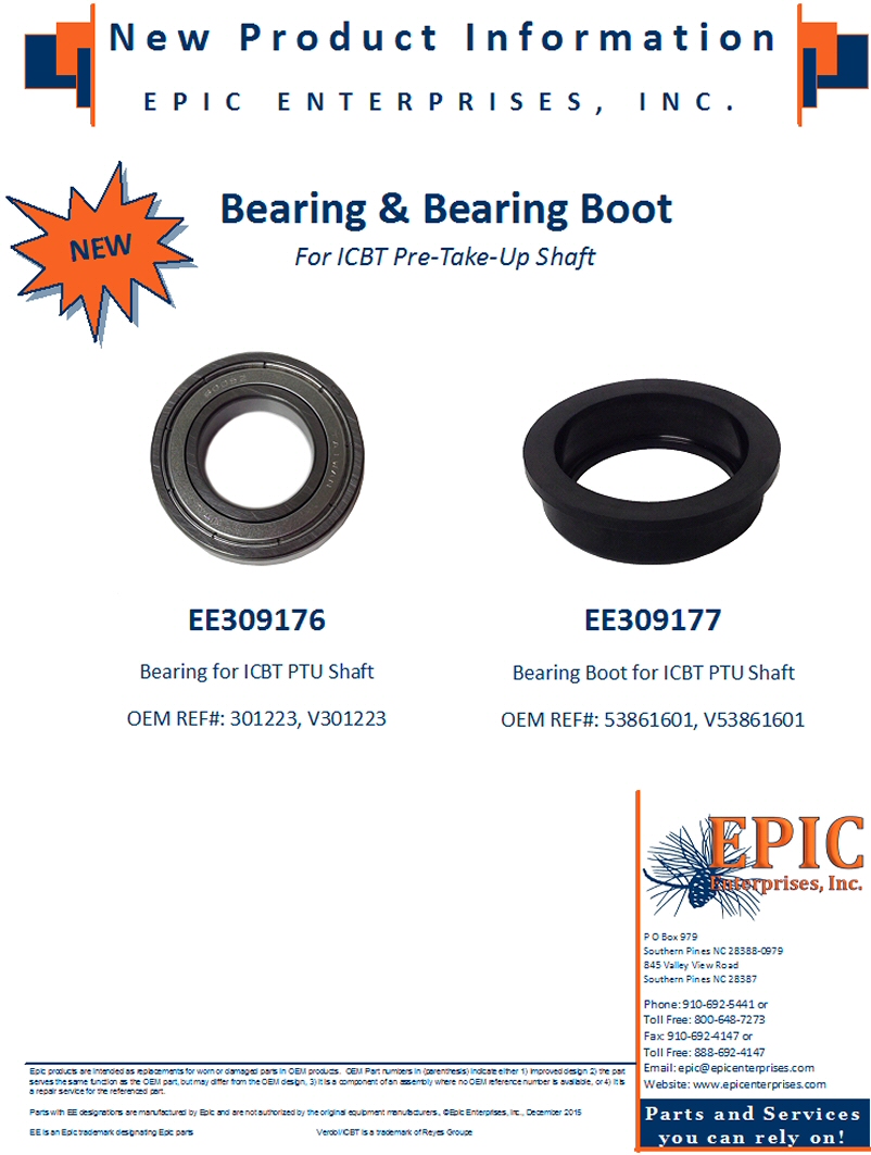 Bearing & Bearing Boot for ICBT Pre-Take-Up Shaft